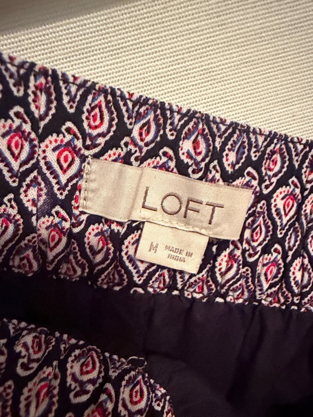 LOFT Pink Geometric Panel Skater Skirt with Black Trim - Picture 2 of 8